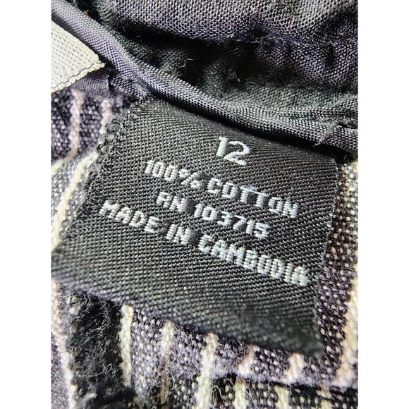 LARRY LEVINE Black White Thin Stripe Bermuda Cotton Capri Pants SZ 12 - Picture 6 of 9